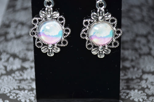 Filigree Vintage Style Photo Earrings - Abstract Clouds