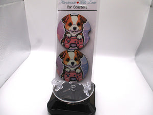 Set of 2 MDF Car Coasters - Puppy With Controller
