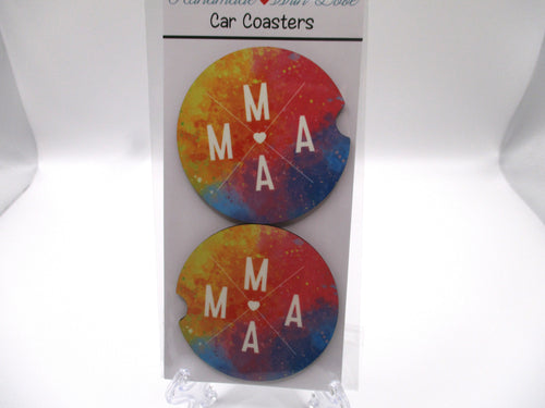 2 MDF Car Coasters - Colorful 