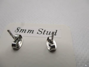 8MM Hypoallergenic Stainless-Steel Small Pink and White Butterfly With Some Glitter Stud Earrings (Not a real dried flower)