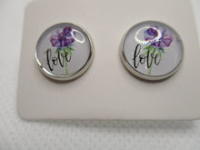 Load image into Gallery viewer, 12MM Hypoallergenic Stainless-Steel Small Purple Flower Stud Earrings (Not a real dried flower)