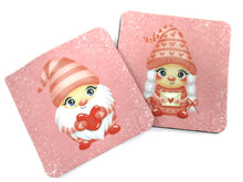 Load image into Gallery viewer, Set of 2 Absorbent Neoprene Square Coasters For Home/RV- Valentine Gnomes