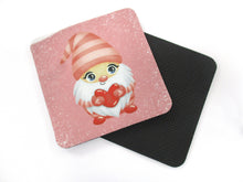 Load image into Gallery viewer, Set of 2 Absorbent Neoprene Square Coasters For Home/RV- Valentine Gnomes