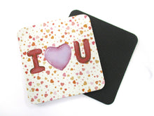 Load image into Gallery viewer, Set of 2 Absorbent Neoprene Square Coasters For Home/RV- I Heart U