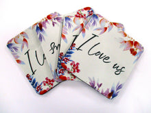 Load image into Gallery viewer, Set of 4 Absorbent Neoprene Square Coasters For Home/RV- I Love Us