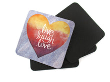 Load image into Gallery viewer, Set of 4 Absorbent Neoprene Square Coasters For Home/RV- Live, Laugh, Love