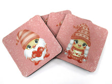 Load image into Gallery viewer, Set of 4 Absorbent Neoprene Square Coasters For Home/RV- Valentine Gnomes